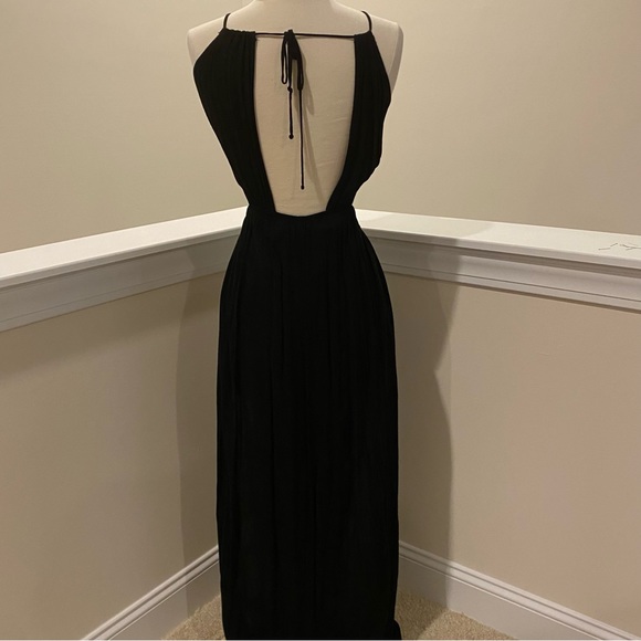 TOBI Little Black Maxi Dress! Stunning Halter Tie Neck Cutout Waist Design Sz XS - Picture 10 of 14